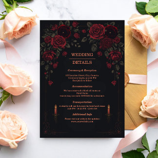 Tarjeta De Recepción Boda Romántica Victoriana Gótica Elegante