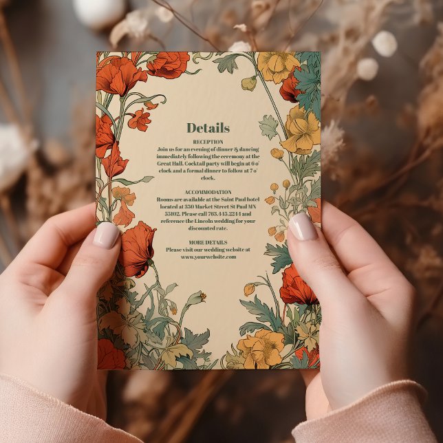 Tarjeta De Recepción Boda romántico de Art Nouveau (Subido por el creador)