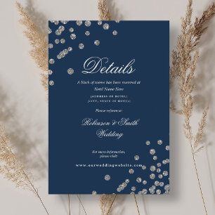 Tarjeta De Recepción Boda romántico de plata en confetti detalla la mar