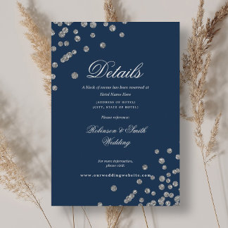 Tarjeta De Recepción Boda romántico de plata en confetti detalla la mar