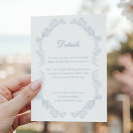 Tarjeta De Recepción Boda romántico floral vintage azul turbio