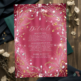 Tarjeta De Recepción Boda Rosa de los Diamantes del Amor