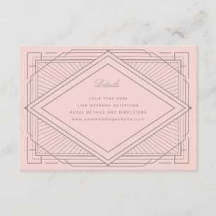 Tarjeta De Recepción Boda rosa de Rubor Diamond Art Deco
