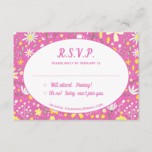 Tarjeta De Recepción Boda rosa floral moderna RSVP
