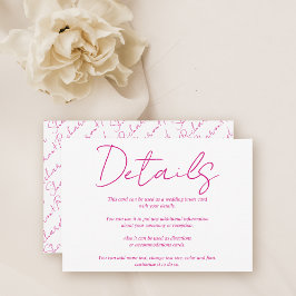 Tarjeta De Recepción Boda rosa magenta de caligrafía de escritura moder
