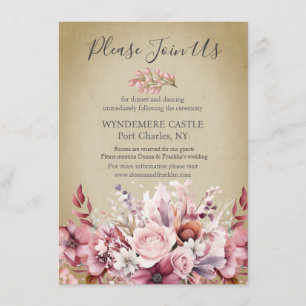 Tarjeta De Recepción Boda rosa rosado moderno y polvoriento