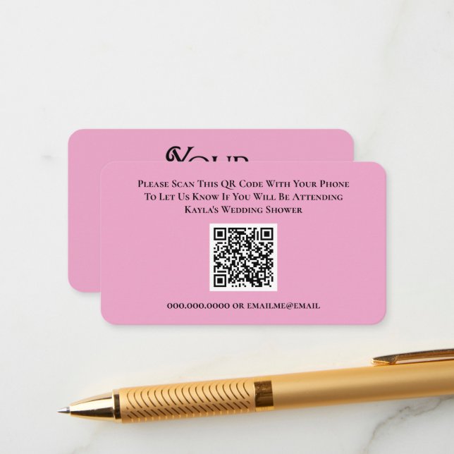 Tarjeta De Recepción Boda rosa RSVP QR Respuesta de código QR Ducha de  (Anverso/Reverso In Situ)