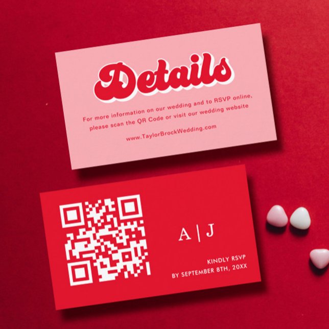 Tarjeta De Recepción Boda rosa y rojo de San Valentín (Subido por el creador)