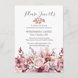 Tarjeta De Recepción Boda rosado Rosa moderno