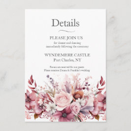 Tarjeta De Recepción Boda rosado Rosa moderno