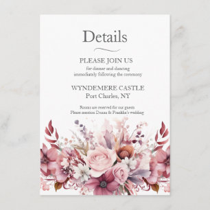 Tarjeta De Recepción Boda rosado Rosa moderno