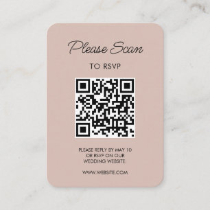 Tarjeta De Recepción Boda RSVP, código QR Minimalista moderno simple