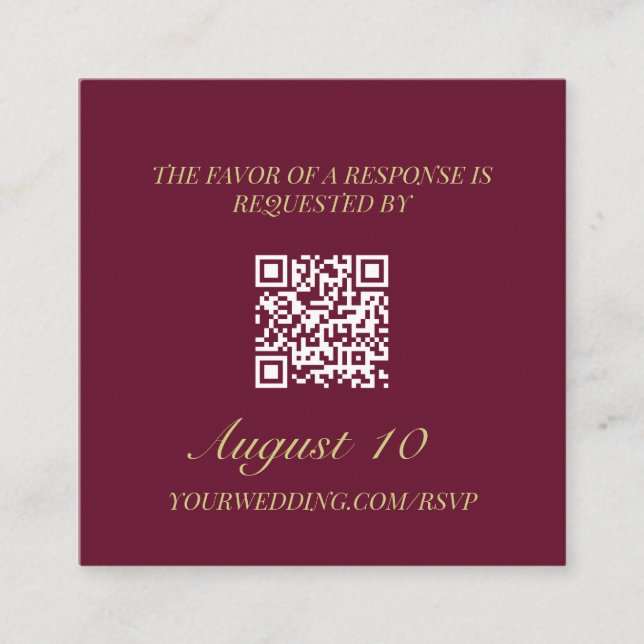 Tarjeta De Recepción Boda RSVP Código QR Monograma de bloqueo ilustrado (Anverso)