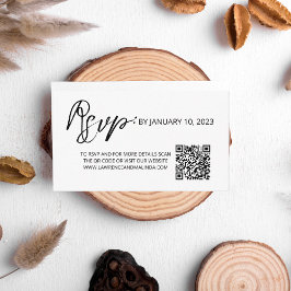 Tarjeta De Recepción Boda RSVP Código QR Simple Limpiar Minimalista