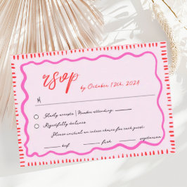 Tarjeta De Recepción Boda RSVP con risitas de banda ancha dibujadas a m