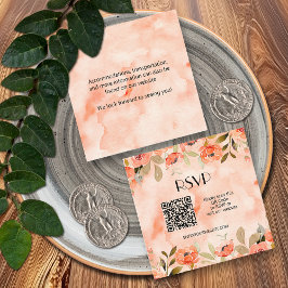 Tarjeta De Recepción Boda RSVP de código QR de floral de presupuesto