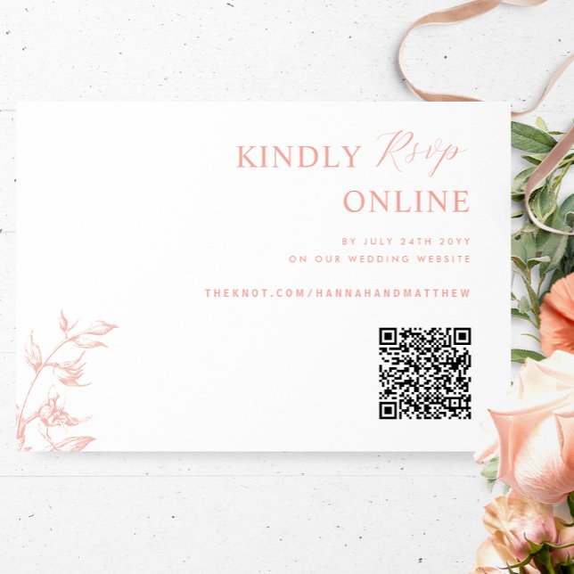 Tarjeta De Recepción Boda RSVP de código QR de Moda blanca, rosa de Rub (Subido por el creador)