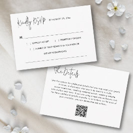 Tarjeta De Recepción Boda RSVP de código QR Minimalista simple y modern