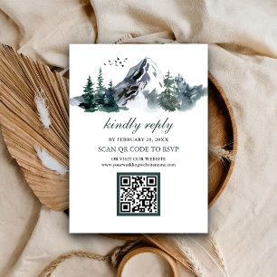 Tarjeta De Recepción Boda RSVP del código QR del invierno de la selva d