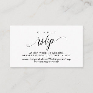 Tarjeta De Recepción Boda RSVP en línea, escritura negra moderna
