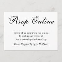 Boda RSVP en línea simple elegante negro y blanco