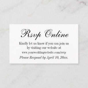 Tarjeta De Recepción Boda RSVP en línea simple elegante negro y blanco