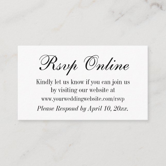 Tarjeta De Recepción Boda RSVP en línea simple elegante negro y blanco (Anverso)