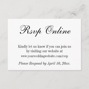 Tarjeta De Recepción Boda RSVP en línea simple elegante negro y blanco