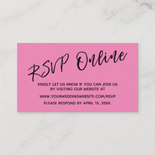 Tarjeta De Recepción Boda RSVP Escritura a mano en línea rosa brillante