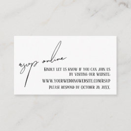 Tarjeta De Recepción Boda RSVP Escritura Casual en Línea Blanco