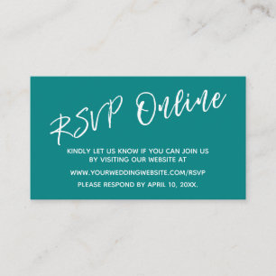 Tarjeta De Recepción Boda RSVP Escritura Casual Online Verde azulada