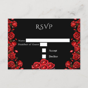 Tarjeta De Recepción Boda RSVP Fairytale Red Roses