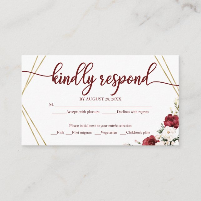 Tarjeta De Recepción Boda RSVP Floral blanca Madera Rústica Geométrica  (Anverso)