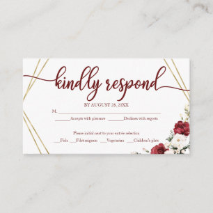Tarjeta De Recepción Boda RSVP Floral blanca Madera Rústica Geométrica 