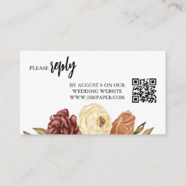 Tarjeta De Recepción Boda RSVP Minimalista otoño Floral Código QR simpl
