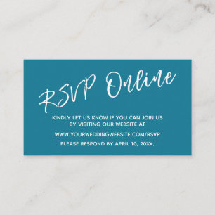 Tarjeta De Recepción Boda RSVP Online Casual HandWriting Mosaic Blue