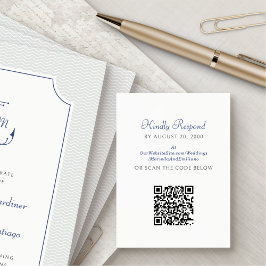 Tarjeta De Recepción Boda RSVP QR de Ancla Náutica