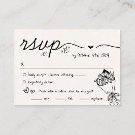 Tarjeta De Recepción Boda RSVP Quirky con escrúpulos de mano