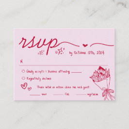 Tarjeta De Recepción Boda RSVP Quirky con guijarros rojos