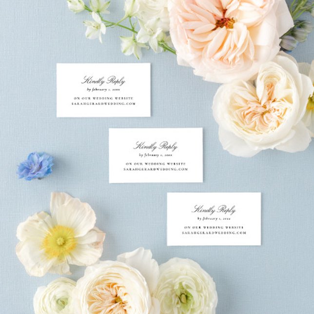Tarjeta De Recepción Boda RSVP Sencillo, elegante negro y blanco (Subido por el creador)