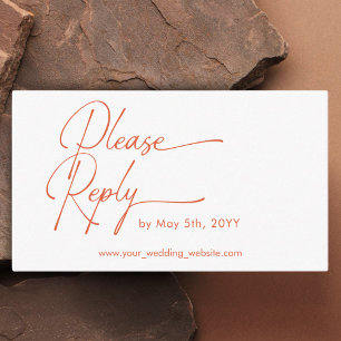 Tarjeta De Recepción Boda RSVP Texto naranja moderno Código QR