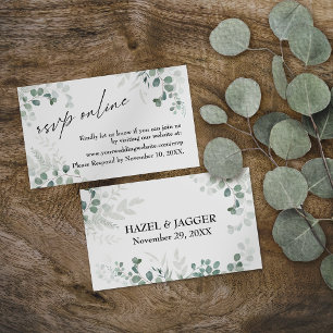 Tarjeta De Recepción Boda RSVP verde en línea Elegante contemporáneo