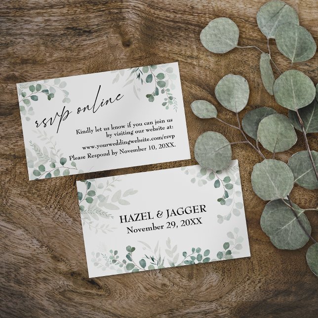 Tarjeta De Recepción Boda RSVP verde en línea Elegante contemporáneo (Subido por el creador)