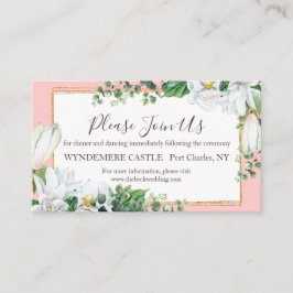 Tarjeta De Recepción Boda Rubor de acuarela Magnolia