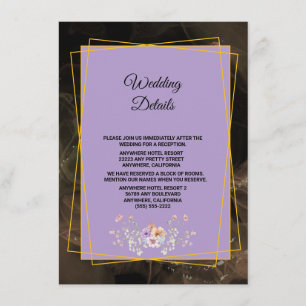 Tarjeta De Recepción Boda Rubor Dorado Borgoña Negro