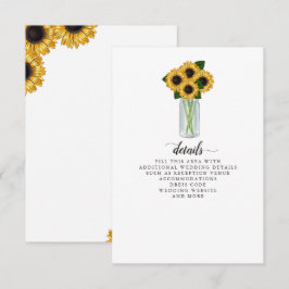 Tarjeta De Recepción Boda Rustic Sunflowers Mason Jar