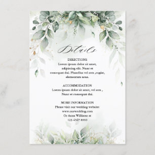 Tarjeta De Recepción Boda rústica botánica de eucalipto verde