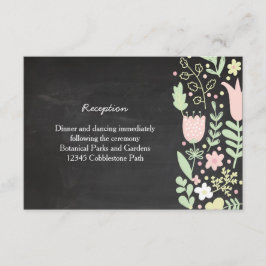 Tarjeta De Recepción Boda Rústica con Corona de Flores y Pizarra