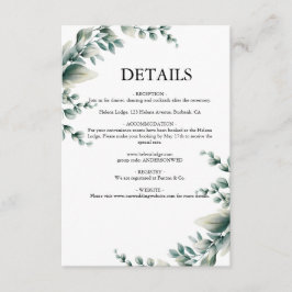 Tarjeta De Recepción Boda rústica con vegetación de eucalipto