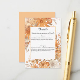 Tarjeta De Recepción Boda rústica de acuarela floral de otoño
